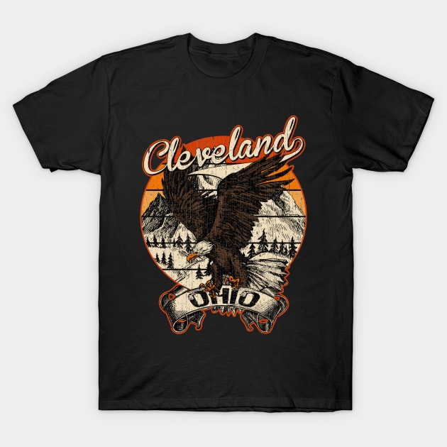 Cleveland Ohio Bald Eagle Retro Vintage Aesthetic T-Shirt by aavejudo